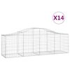vidaXL Cestos gabi&atilde;o arqueados 14pcs 200x50x60/80 cm ferro galvanizado