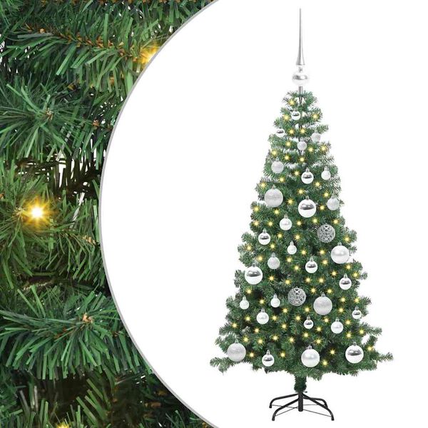 vidaXL &Aacute;rvore de Natal com 150 LEDs com suporte Verde 120 cm PVC