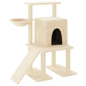 vidaXL &Aacute;rvore para gatos c/ postes arranhadores sisal 96,5 cm creme