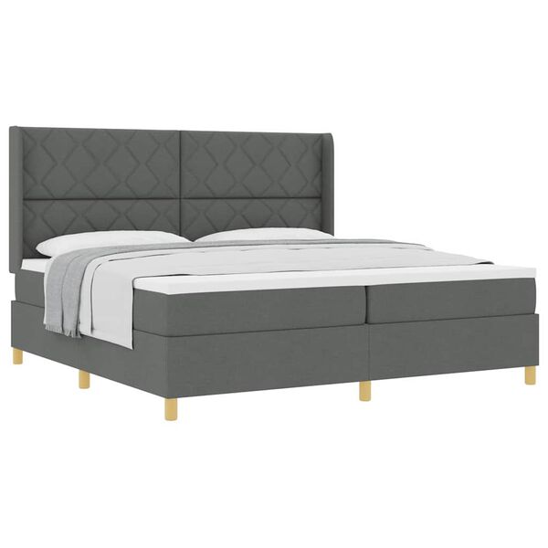 vidaXL Cama Box com colch&atilde;o Cinza Escuro 200 x 200 cm tecido