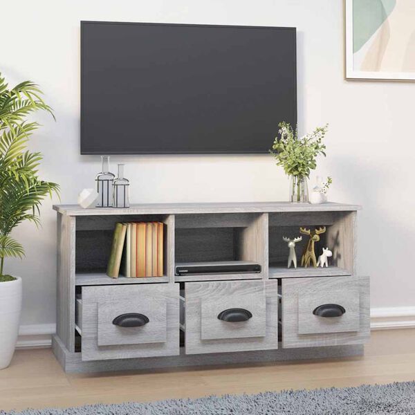vidaXL M&oacute;vel de TV 100x35x50 cm derivados de madeira cinzento sonoma