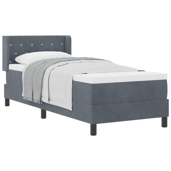vidaXL Cama Box com colch&atilde;o Cinza Escuro 200 x 80 cm Poli&eacute;ster