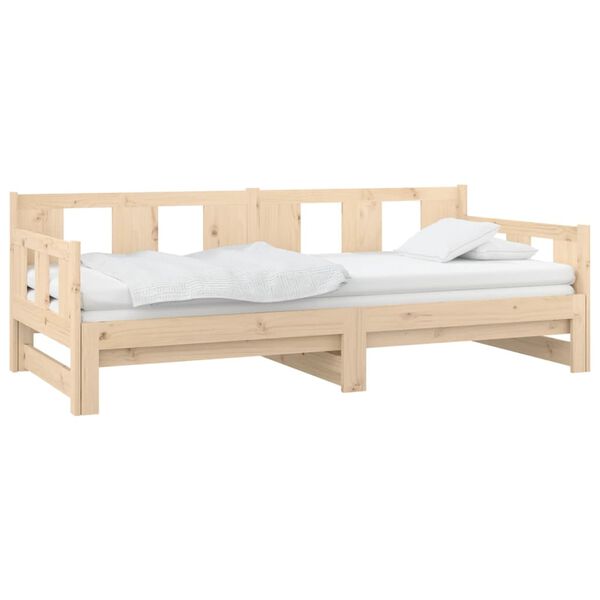vidaXL Sofá-cama de puxar pinho maciço 2x(90x190) cm