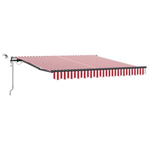 vidaXL Toldo retr&aacute;til Vermelho e Branco 300 x 250 cm Poli&eacute;ster