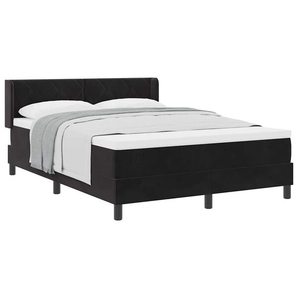 vidaXL Cama Box com colch&atilde;o com cabeceira Preto 200 x 160 cm Poli&eacute;ster