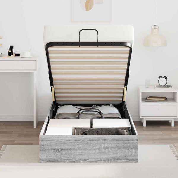 vidaXL Estrutura de Cama Ottoman Cinza Sonoma 193 x 120 x 25 cm