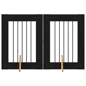 vidaXL Port&atilde;o de C&atilde;o com Suportes 2 pcs Carvalho Preto 60 x 80 cm