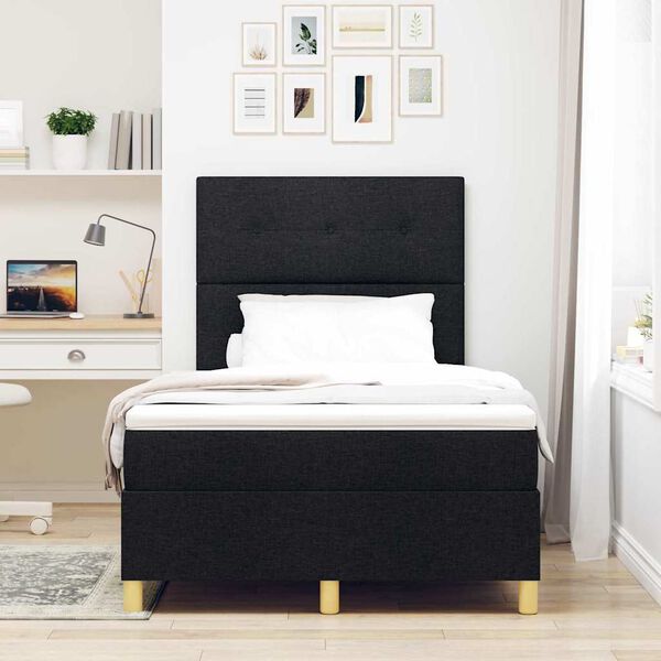 vidaXL Cama Box Spring LED com colch&atilde;o Preto 120 x 200 cm tecido