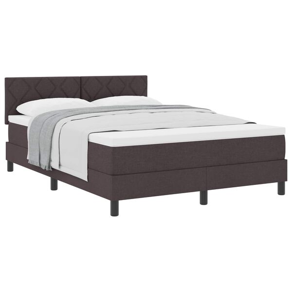 vidaXL Cama Box com colch&atilde;o Marrom Escuro 140 x 190 cm tecido