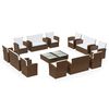 vidaXL 16 pcs conjunto lounge jardim c/ almofad&otilde;es vime PE castanho