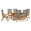vidaXL 7 pcs conj. de jantar p/ jardim vime PE/madeira maci&ccedil;a cinza