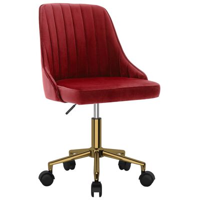 vidaXL Cadeira de escritório giratória veludo vermelho tinto