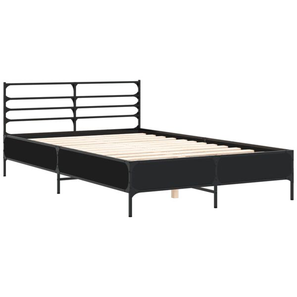 vidaXL Estrutura de cama 120x190 cm derivados de madeira/metal preto