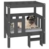 vidaXL Cama para c&atilde;es 65,5x50,5x70 cm madeira de pinho maci&ccedil;a cinza