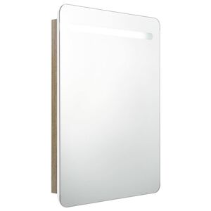 vidaXL Arm&aacute;rio espelhado casa de banho LED 60x11x80 cm branco/carvalho