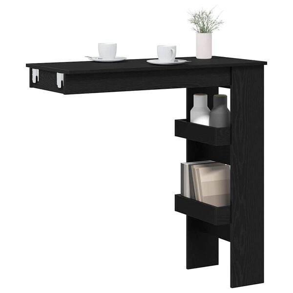 vidaXL Mesa de Bar de Parede Carvalho Preto 102 x 45 x 103,5 cm