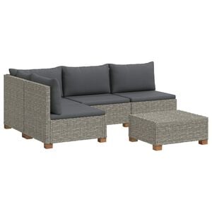 vidaXL 5 unid. Conjunto de Lounge em Rattan com Almofadas GENDT