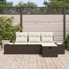 vidaXL Conjunto de Sof&aacute; de Jardim 4 pcs Castanho Rattan Sint&eacute;tico