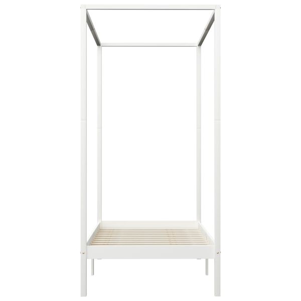 vidaXL Estrutura cama dossel 2 gavetas 100x200cm pinho maci&ccedil;o branco