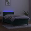 vidaXL Cama box spring c/ colch&atilde;o/LED 100x200 cm veludo verde-escuro
