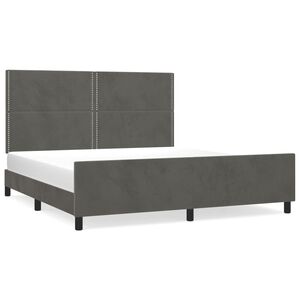 vidaXL Estrutura de cama c/ cabeceira 180x200cm veludo cinzento-escuro