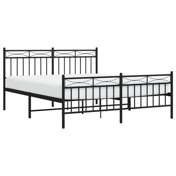 vidaXL Estrutura de cama com cabeceira e p&eacute;s 150x200 cm metal preto