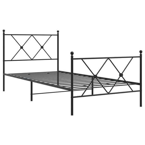 vidaXL Estrutura de cama com cabeceira e p&eacute;s 90x190 cm metal preto