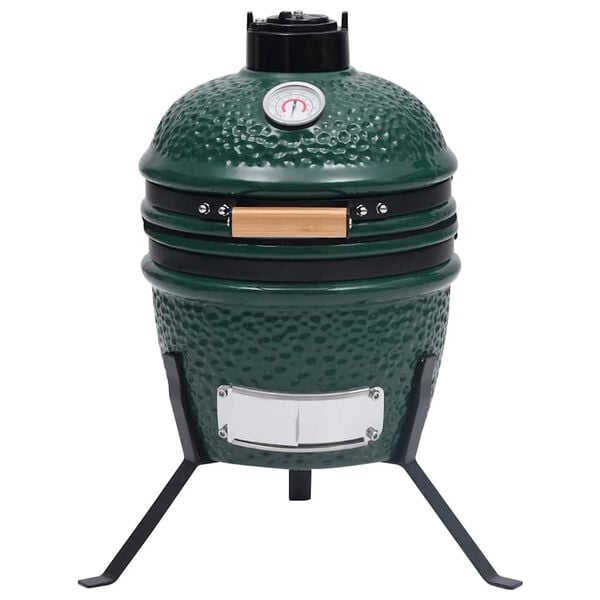 vidaXL Churrasqueira/defumador Kamado 2-em-1 cerâmica 56 cm verde