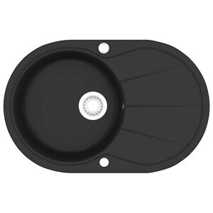 vidaXL Lava-lou&ccedil;a com 1 cuba oval preto