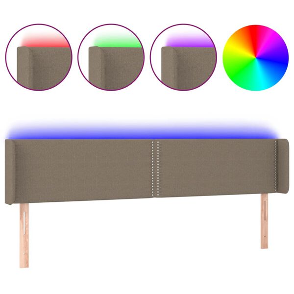vidaXL Cabeceira de cama c/ luzes LED 203x16x78/88cm cinza-acastanhado