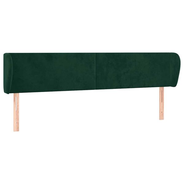vidaXL Cabeceira de cama c/ abas veludo 163x23x78/88cm verde-escuro