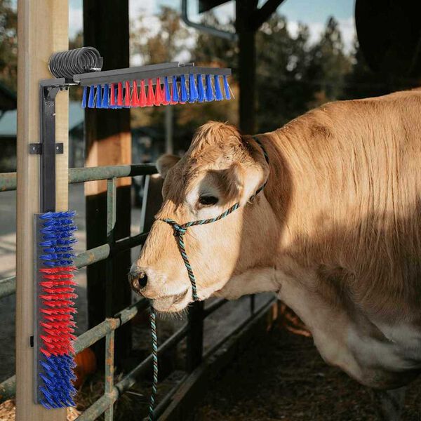 vidaXL Escovas para Gado Ajustável Vermelho e Azul 84 x 10 x 91 cm PVC