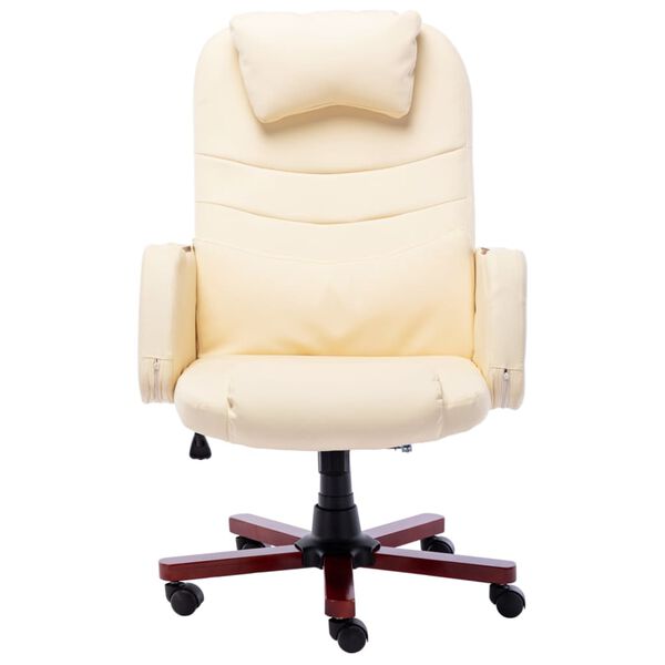 vidaXL Cadeira de escrit&oacute;rio em couro artificial cor creme