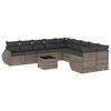 vidaXL 11 pcs conjunto sof&aacute;s de jardim c/ almofad&otilde;es vime PE cinzento