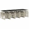 vidaXL 11 pcs conjunto jantar p/ jardim c/ almofad&otilde;es vime PE cinzento