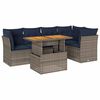 vidaXL 6 pcs conjunto sof&aacute;s de jardim com almofad&otilde;es vime cinzento