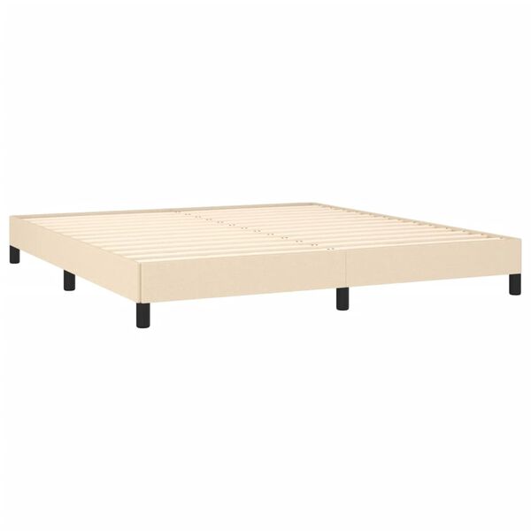 vidaXL Estrutura de cama sem colch&atilde;o 160x200 cm tecido cor creme