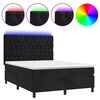 vidaXL Cama box spring c/ colch&atilde;o/LED 140x200 cm veludo preto