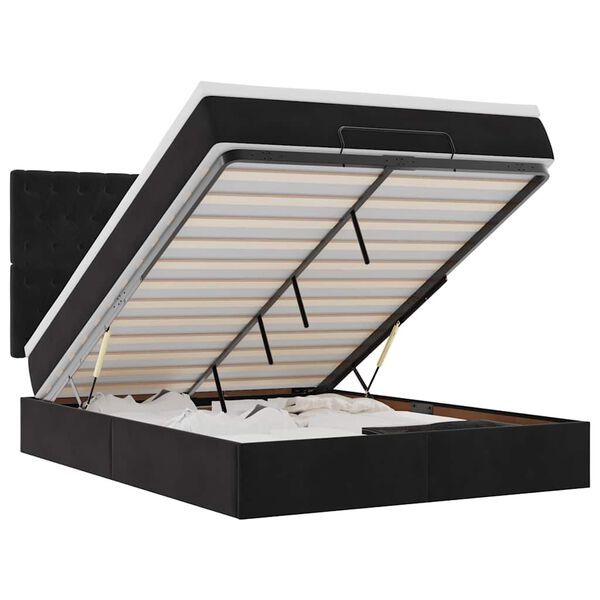 vidaXL Estrutura de cama otomana com colch&otilde;es 140x200 cm veludo preto