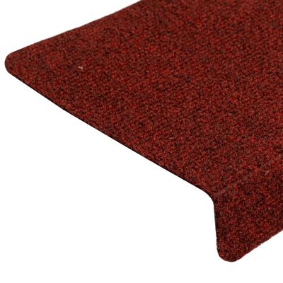 vidaXL Tapetes de escada 15 pcs 65x21x4 cm tecido agulhado vermelho