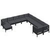 vidaXL 11 pcs conjunto lounge de jardim c/ almofadões pinho preto
