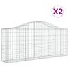 vidaXL Cestos gabi&atilde;o arqueados 2 pcs 200x30x80/100cm ferro galvanizado