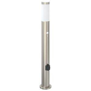 vidaXL Lumin&aacute;ria de poste com sensor e tomada, 80 cm, a&ccedil;o inoxid&aacute;vel, IP44