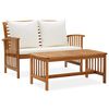 vidaXL 2 pcs conjunto lounge de jardim c/ almofad&otilde;es ac&aacute;cia maci&ccedil;a