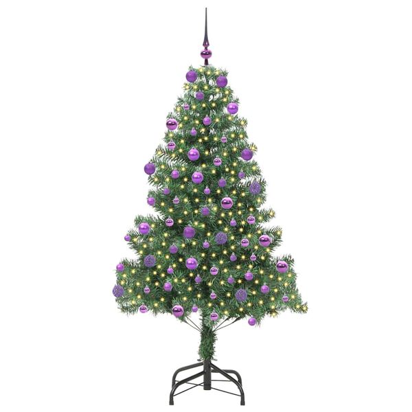 vidaXL &Aacute;rvore de Natal com 300 LEDs com suporte Verde 180 cm PVC