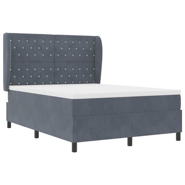vidaXL Cama Box com colch&atilde;o Cinza Escuro 200 x 140 cm Poli&eacute;ster