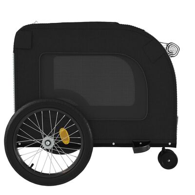 vidaXL Reboque bicicleta p/ animais tecido oxford/ferro preto e cinza
