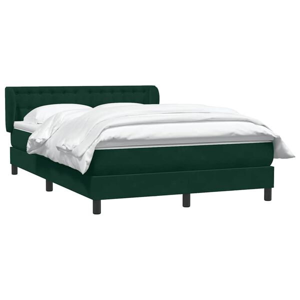 vidaXL Cama com molas/colch&atilde;o 160x220 cm veludo verde-escuro
