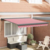 vidaXL Toldo Retr&aacute;til Vermelho e Branco 300 x 250 cm Tecido e Metal