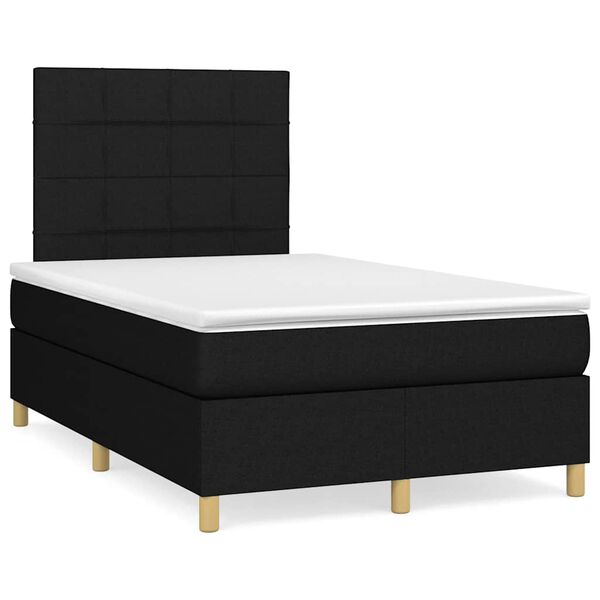 vidaXL Cama boxspring com colch&atilde;o 120x190 cm tecido preto